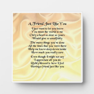 Friend Poem Plaque - Creme Silke Design Fotoplatte