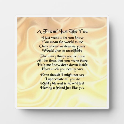 Friend Poem Plaque - Creme Silke Design Fotoplatte (Vorderseite)