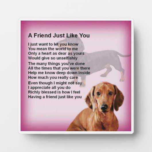 Friend Poem Plaque - Daschund Dog Design Fotoplatte (Vorderseite)