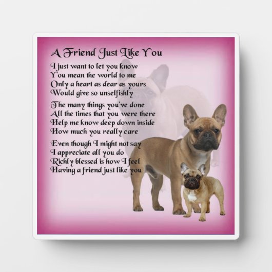 Friend Poem Plaque - French Bulldog Design Fotoplatte (Vorderseite)