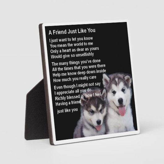 Friend Poem Plaque - Husky Hogs Design Fotoplatte (Vorderseite)