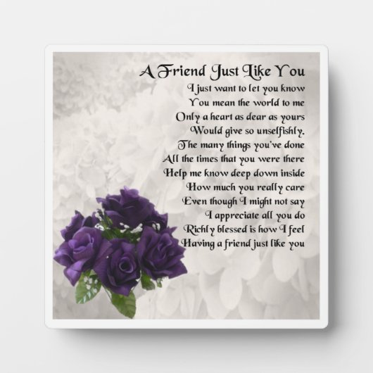 Friend Poem Plaque - Lila Rose - Design Fotoplatte (Vorderseite)