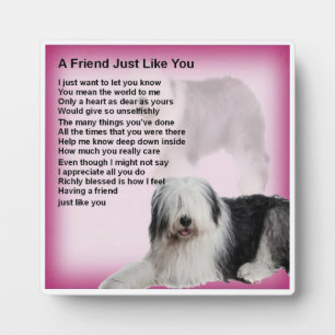 Friend Poem Plaque - Old English Sheepdog Design Fotoplatte