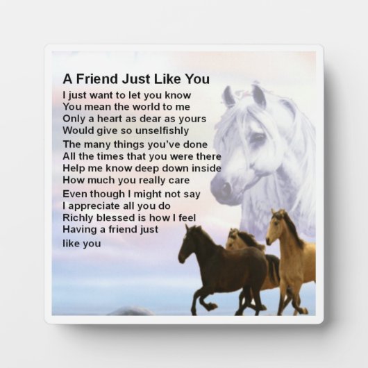 Friend Poem Plaque - Pferdedesign Fotoplatte (Vorderseite)
