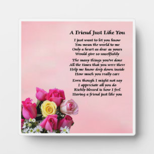 Friend Poem Plaque - Rose Design Fotoplatte