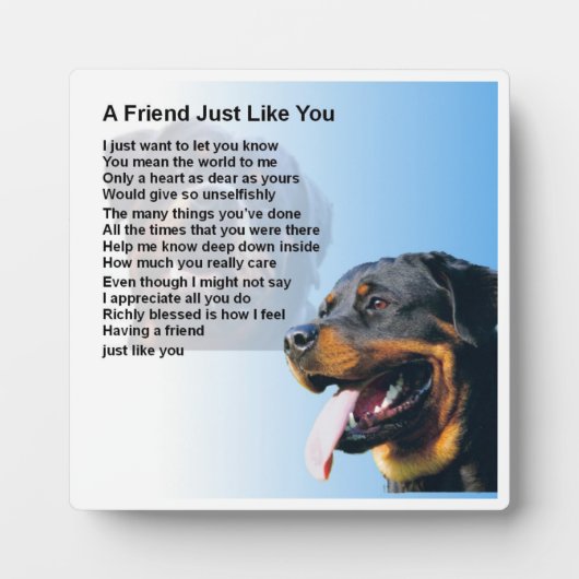 Friend Poem Plaque - Rottweiler Dog Design Fotoplatte (Vorderseite)
