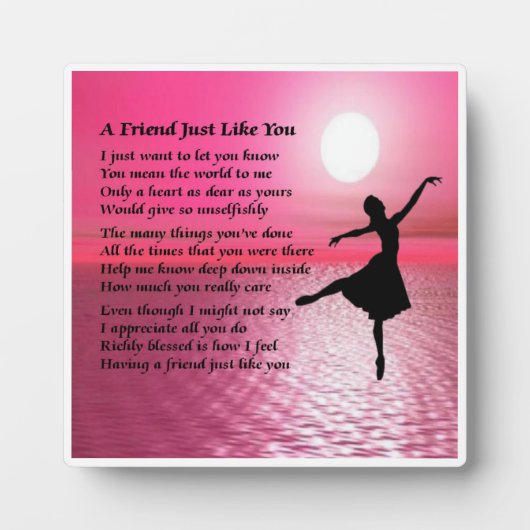 Friend Poem Plate - Ballerina Design Fotoplatte (Vorderseite)