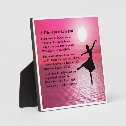 Friend Poem Plate - Ballerina Design Fotoplatte (Vorderseite)