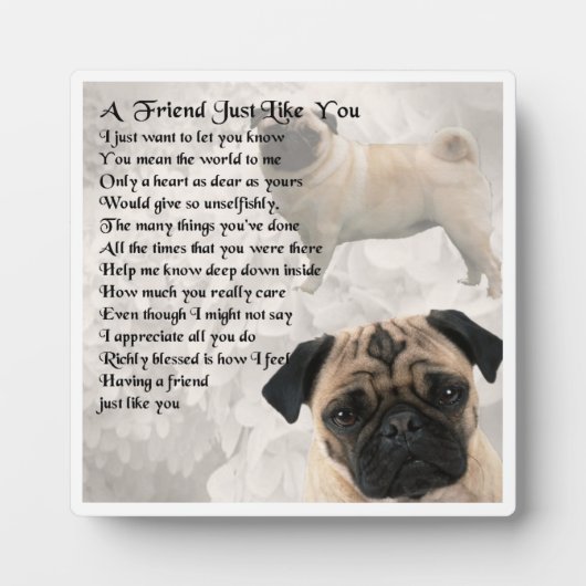 Friend Poem Plate - Pug Dog Design Fotoplatte (Vorderseite)