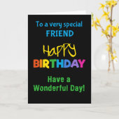 Friend Rainbow Colors on Black Birthday Card Karte (Gelbe Blume)