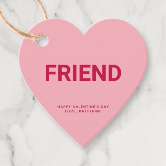 Friend rosa Herz niedlich Valentinstag Brauch Geschenkanhänger (Vorderseite)