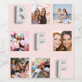 Friend Rose Gold Silber Foto Collage BESTE FREUNDI Weinetikett (Einzelnes Label)
