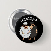 Friend Schafe Funny Sheep Pun Dark BG Button (Vorne & Hinten)