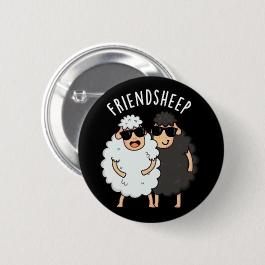 Friend Schafe Funny Sheep Pun Dark BG Button (Vorne & Hinten)