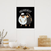 Friend Schafe Funny Sheep Pun Dark BG Poster (Küche)