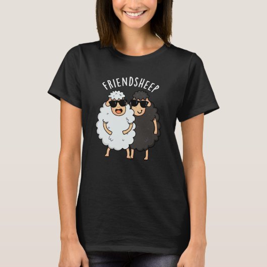 Friend Schafe Funny Sheep Pun Dark BG T-Shirt (Vorderseite)