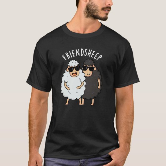 Friend Schafe Funny Sheep Pun Dark BG T-Shirt (Vorderseite)