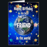 Friend Son in the World Birthday<br><div class="desc">Feiern Sie Ihren Freund mit einer kosmischen Drehung! Diese Karte zeigt einen atemberaubenden Blick auf die Erde vom Weltraum aus, mit der herzlichen Botschaft: "Herzlichen Glückwunsch zum besten Freund der Welt." Ein perfekter Weg, Ihnen zu zeigen, wie viel er Ihnen bedeutet - egal aus welcher Entfernung, er ist immer Ihre...</div>