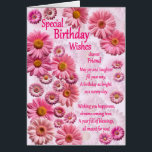 Friend Special zum Geburtstag wünscht Pink Daisies<br><div class="desc">Eine schöne Geburtstagskarte für einen Freund. Eine wunderbare Geburtstagskarte voller rosa Gänseblümchen. Ein wunderschöner,  herzlicher Vers ergänzt das schöne Gefühl,  das diese Karte mitbringt. Senden Sie herzliche Geburtstagswünsche an jemanden,  der etwas Besonderes ist.</div>