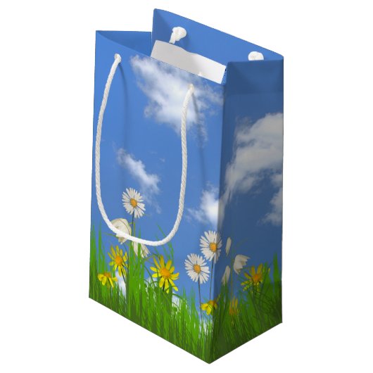 Friend Text im Gras Kleine Geschenktüte (Rückseite Schrägansicht)