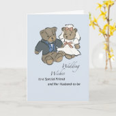 Friend Wedding wünscht Teddy Bears Bride and Groom Karte (Gelbe Blume)