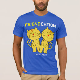 Friendation Cat Cartoon T - Shirt