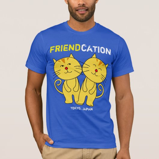 Friendation Cat Cartoon T - Shirt (Vorderseite)