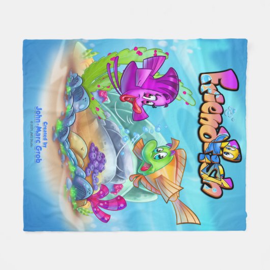 FriendFisch niedlicher Cartoon Fisch Fleece Blanke (Vorderseite (Horizontal))