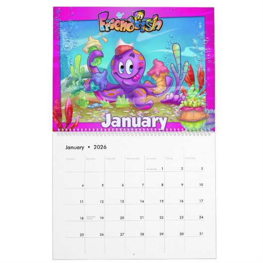 FriendFish Cartoon Kalender (Jan 2026)