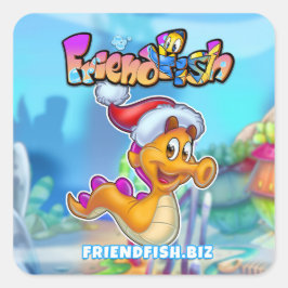 FriendFish Cartoon Quadratischer Aufkleber