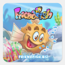FriendFish Cartoon Quadratischer Aufkleber