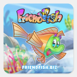 FriendFish Cartoon Quadratischer Aufkleber