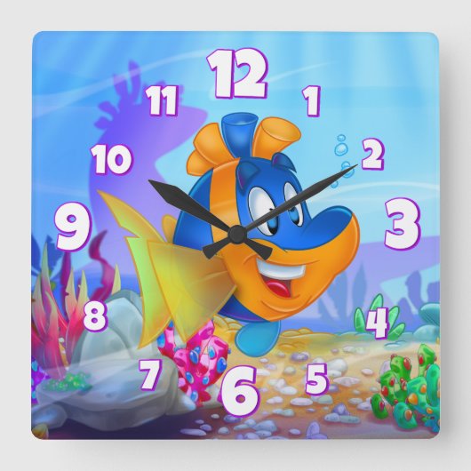 FriendFish Cartoon Uhr (Vorderseite)