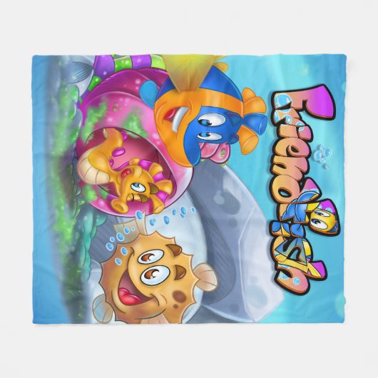 FriendFish Fleece Blanket Cartoon (Vorderseite (Horizontal))