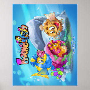 FriendFish niedlich Cartoon Poster mit Fisch