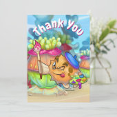 FriendFish niedlicher Cartoon danke Ihnen Grußkart (Stehend Vorderseite)