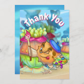 FriendFish niedlicher Cartoon danke Ihnen Grußkart (Vorne/Hinten)