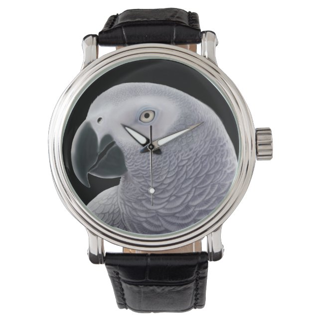Friendly African Gray Parrot Watch Armbanduhr (Vorderseite)