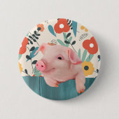 Friendly Baby Pig | Niedliches Baby Button (Vorderseite)