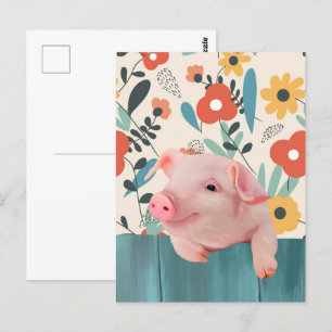 Friendly Baby Pig Niedliches Baby Postkarte
