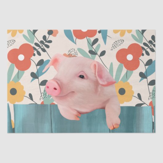 Friendly Baby Pig | Niedliches Baby Seidenpapier (Vorderseite)