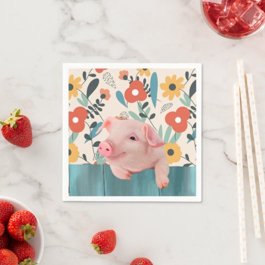 Friendly Baby Pig | Niedliches Baby Serviette (Beispiel)
