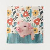 Friendly Baby Pig | Niedliches Baby Wandteppich (Vorderseite)