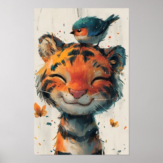 Friendly Baby Tiger Print Poster (Vorne)