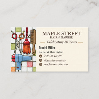 Friendly Barber and Hair Stylist Business Card Visitenkarte