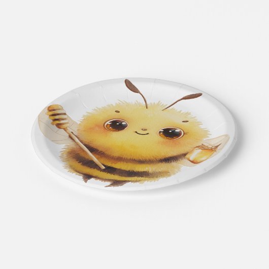 Friendly Bee Tellers Pappteller (Schrägansicht)