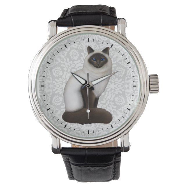 Friendly Birman Cat Watch Armbanduhr (Vorderseite)