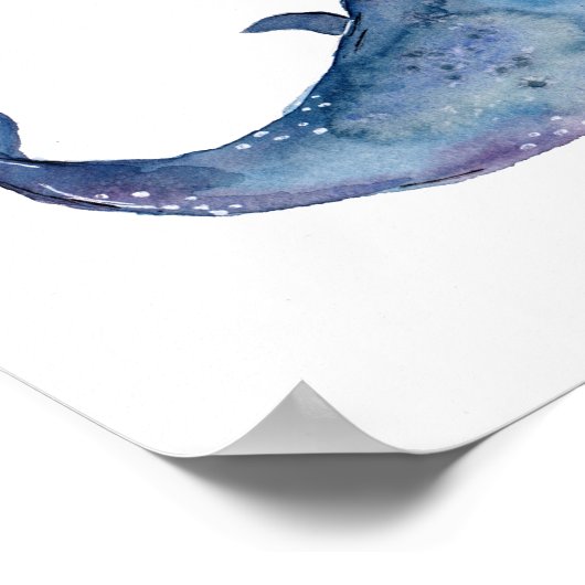 Friendly Blue Whale Poster (Ecke)