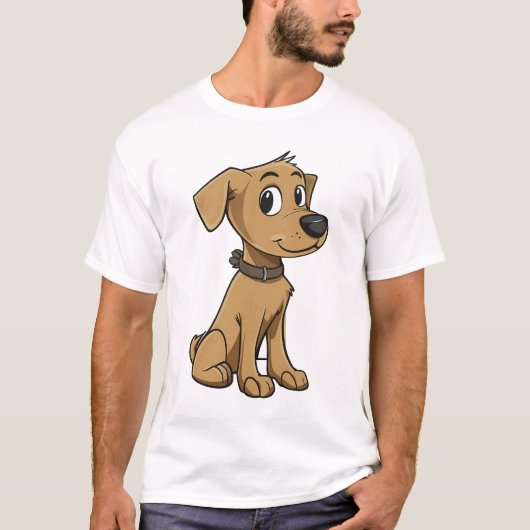 Friendly Brown Cartoon Dog T-Shirt (Vorderseite)