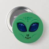 Friendly Cartoon Alien Face Button (Vorne & Hinten)